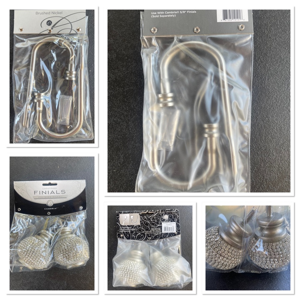 Set of curtain holdbacks and bling end knobs